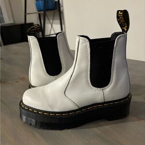 Dr. Martens White Leather Ankle Boots